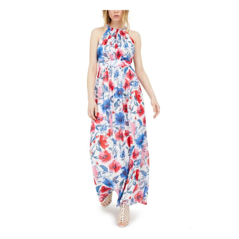 INC DRESS Womens White Tie Sleeveless Halter Maxi Party Fit + Flare Dress 8